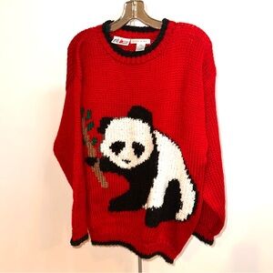 1980s intarsia Panda print Sweater